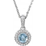 14K White Aquamarine & 1/5 CTW Diamond 18 Necklace - 6860170003P photo