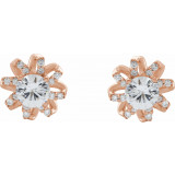 14K Rose Sapphire & 1/6 CTW Diamond Halo-Style Earrings - 87092652P photo 2