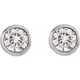 14K White 6.5 mm Round Forever Oneu2122 Moissanite Earrings - 653372623P photo 2