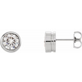 14K White 6.5 mm Round Forever Oneu2122 Moissanite Earrings - 653372623P photo