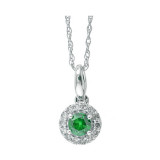 Gems One 10Kt White Gold Diamond (1/12Ctw) & Emerald (1/5 Ctw) Pendant - PD35151-1WDE photo