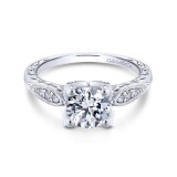 Gabriel & Co. 14k White Gold Victorian Straight Engagement Ring - ER13848R4W44JJ photo