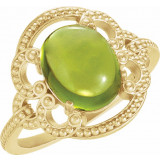 14K Yellow Peridot Granulated Design Ring - 71565108P photo