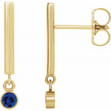 14K Yellow Blue Sapphire Bar Earrings - 869066025P photo