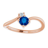 14K Rose Blue Sapphire & .025 CTW Diamond Ring - 7203460002P photo 3