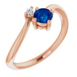 14K Rose Blue Sapphire & .025 CTW Diamond Ring - 7203460002P photo
