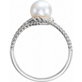 14K White 7 mm White Freshwater Pearl Rope Ring - 6492600P photo 2