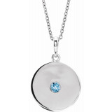 14K White Aquamarine Disc 16-18 Necklace - 8651460054P photo