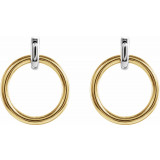 14K White & Yellow Circle Dangle Earrings - 87056603P photo 2