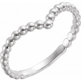 14K White Beaded V Ring - 51730101P photo