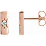 14K Rose White Sapphire Starburst Bar Earrings - 87144613P photo