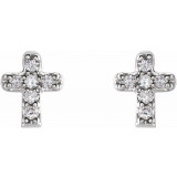 14K White .06 CTW Diamond Youth Cross Earrings - 65358160000P photo 2