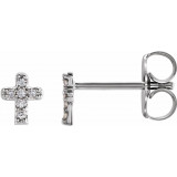 14K White .06 CTW Diamond Youth Cross Earrings - 65358160000P photo