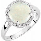14K White Opal & .07 CTW Diamond Ring - 651451100P photo