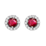 Gems One 14Kt White Gold Diamond (1/8Ctw) & Ruby (3/8 Ctw) Earring - NE331-4WCR photo