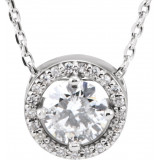 14K White 1/2 CTW Diamond Halo-Style 16 Necklace - 85916107P photo
