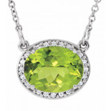 14K White Peridot &.05 CTW Diamond 16.5 Necklace - 8590370018P photo