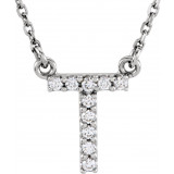 14K White Initial T .08 CTW Diamond 16 Necklace - 67311119P photo