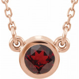 14K Rose 3 mm Round Mozambique Garnet Bezel-Set Solitaire 16 Necklace - 6113460055P photo