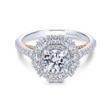 Gabriel & Co. 14k Two Tone Gold Embrace Double Halo Engagement Ring - ER13915R3T44JJ photo