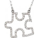 14K White 1/4 CTW Diamond Puzzle Piece 16.25 Necklace - 6806384803P photo