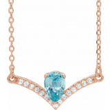 14K Rose Blue Zircon & .06 CTW Diamond 18 Necklace - 868146137P photo