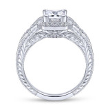 Gabriel & Co. 14k White Gold Art Deco Halo Engagement Ring - ER14442S4W44JJ photo 2