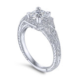 Gabriel & Co. 14k White Gold Art Deco Halo Engagement Ring - ER14442S4W44JJ photo 3