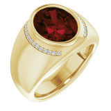 14K Yellow Mozambique Garnet & 1/8 CTW Diamond Ring - 98092622P photo