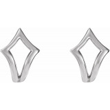 14K White Geometric J-Hoop Earrings - 86517605P photo 2