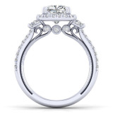 Gabriel & Co. 14k White Gold Victorian 3 Stone Halo Engagement Ring - ER12785W44JJ photo 2