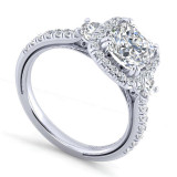 Gabriel & Co. 14k White Gold Victorian 3 Stone Halo Engagement Ring - ER12785W44JJ photo 3