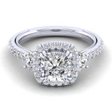 Gabriel & Co. 14k White Gold Victorian 3 Stone Halo Engagement Ring - ER12785W44JJ photo