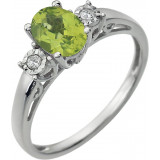 14K White Peridot & .04 CTW Diamond Ring - 651544100P photo