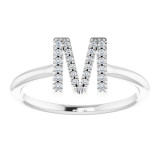 14K White .07 CTW Diamond Initial M Ring - 1238346060P photo 3
