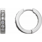 14K White 1/2 CTW Diamond Inside-Outside 15 mm Hoop Earrings - 8493360015P photo