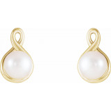 14K Yellow Pearl Earrings - 86726601P photo 2