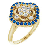 14K Yellow Blue Sapphire & 1/3 CTW Diamond Ring - 72037601P photo