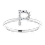 14K White .07 CTW Diamond Initial P Ring - 1238346075P photo 3