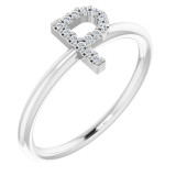 14K White .07 CTW Diamond Initial P Ring - 1238346075P photo