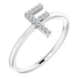 14K White .06 CTW Diamond Initial F Ring - 1238346025P photo