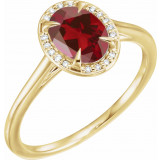 14K Yellow 8x6 mm Oval Mozambique Garnet & .05 CTW Diamond Ring - 71634182P photo