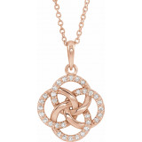 14K Rose 1/8 CTW Diamond Five-Fold Celtic Necklace - 86976607P photo