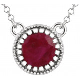 14K White Ruby July 18 Birthstone Necklace - 651611114P photo