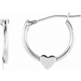 14K White Hinged Hoop Earrings with Heart - 19102600P photo