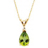 14K Yellow 10x7 mm Pear Peridot & .04 CT Diamond 18 Necklace - 6903261109P photo