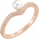 14K Rose Freshwater Cultured Pearl & 1/5 CTW Diamond V Ring - 6497602P photo