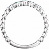 14K White Aquamarine Bezel-Set Beaded Ring - 71926600P photo 2