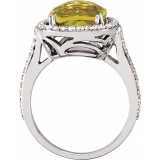 14K White 1/2 CTW Diamond & 10x10 mm Lemon Quartz Ring - 6654171435P photo 2