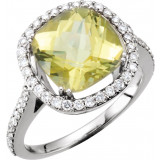 14K White 1/2 CTW Diamond & 10x10 mm Lemon Quartz Ring - 6654171435P photo